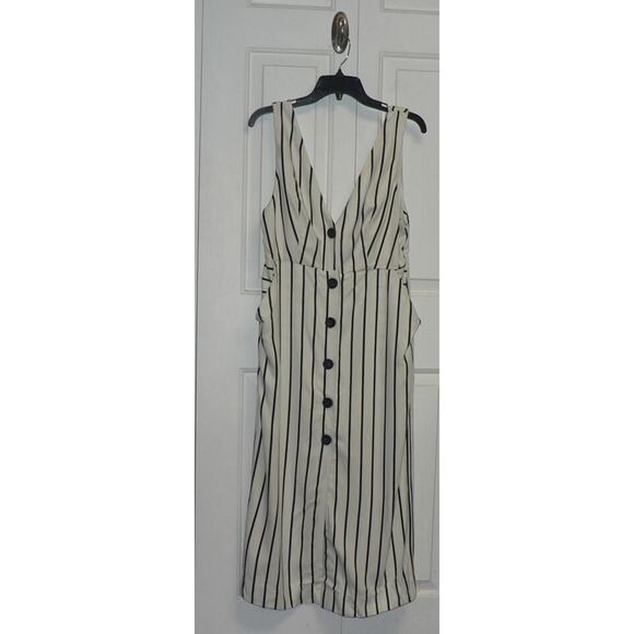 Topshop Women's Stripe Pinafore Midi Dress in Ivory Size 8 MSRP $85 - Picture 4 of 8